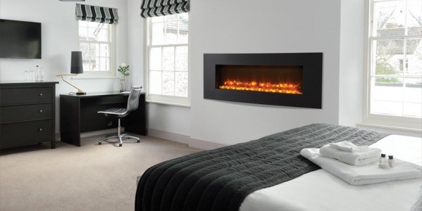 elektrische sfeerhaard in slaapkamer